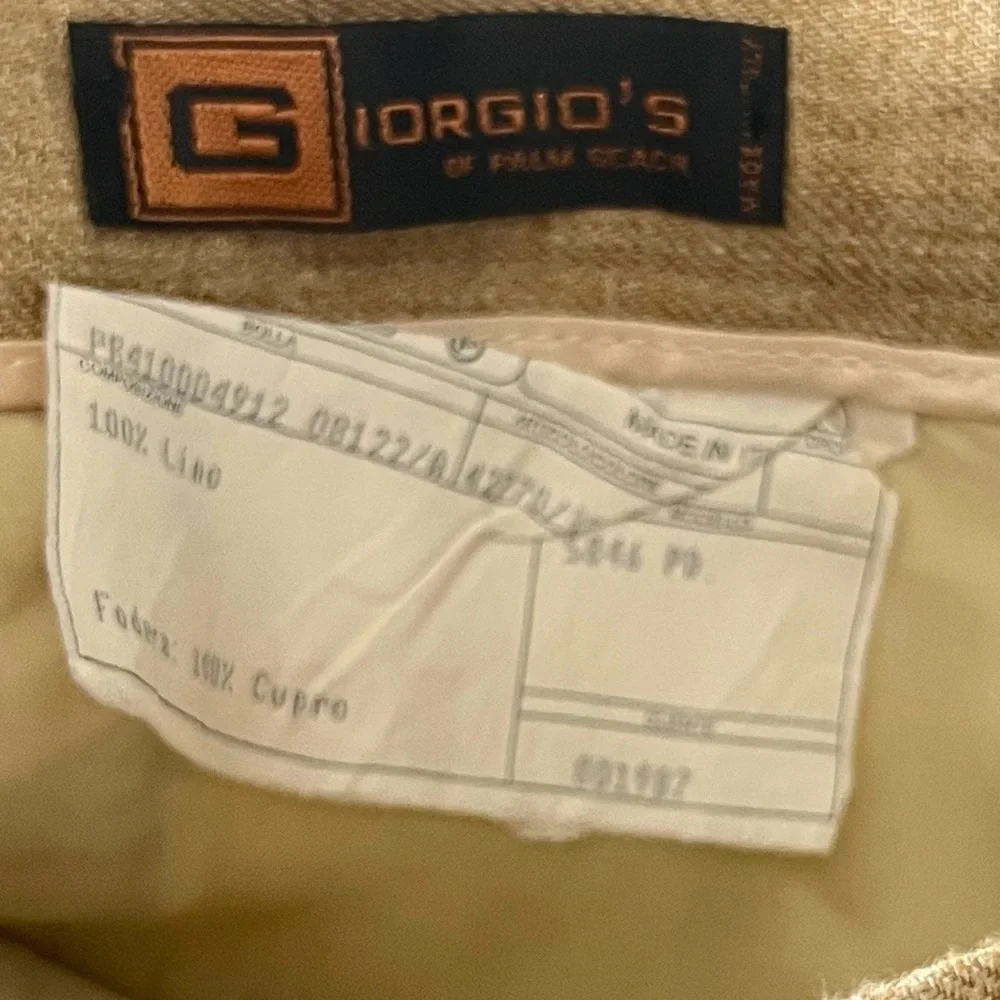 Giorgio’s Palm Beach 100% Linen Lined MidRise Trousers Beige Resort Luxury 29x30 - Picture 3 of 8